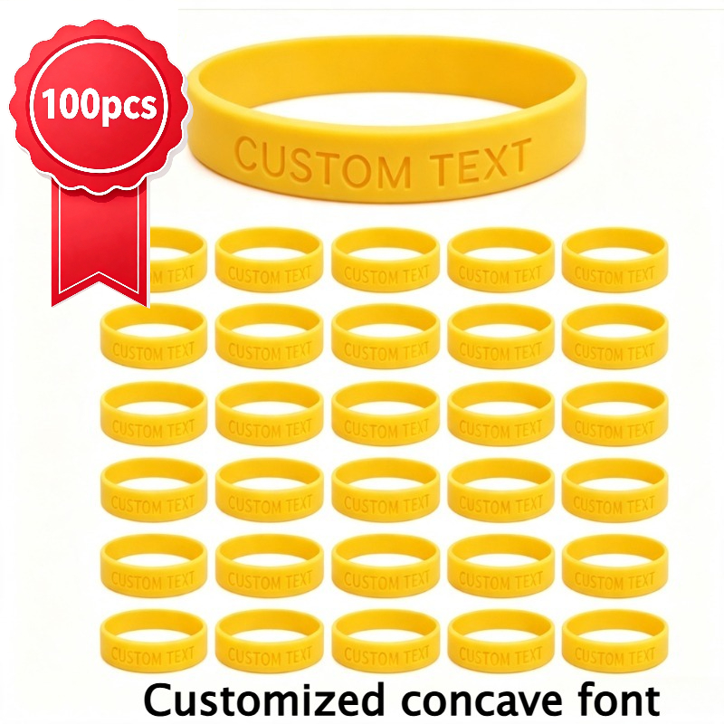100pcs Custom Silicone Wristbands, Personalised Gift Set
